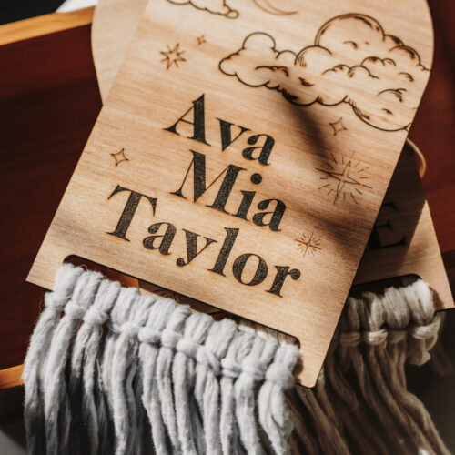 Wooden laser engraved name sign