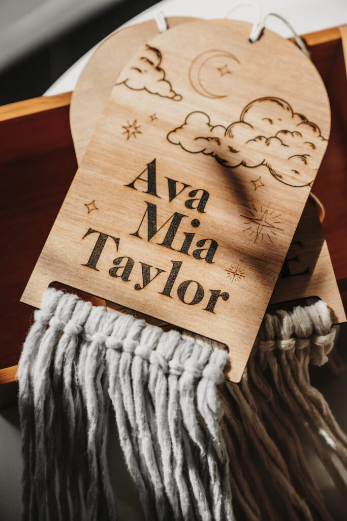 Wooden laser engraved name sign