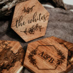 Wooden laser engraved coasters