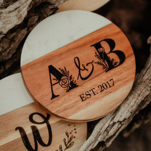 Wooden laser engraved coasters