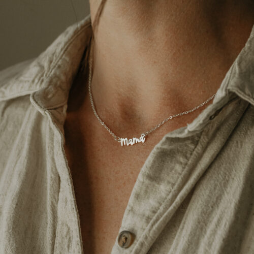 Silver laser cut name necklace