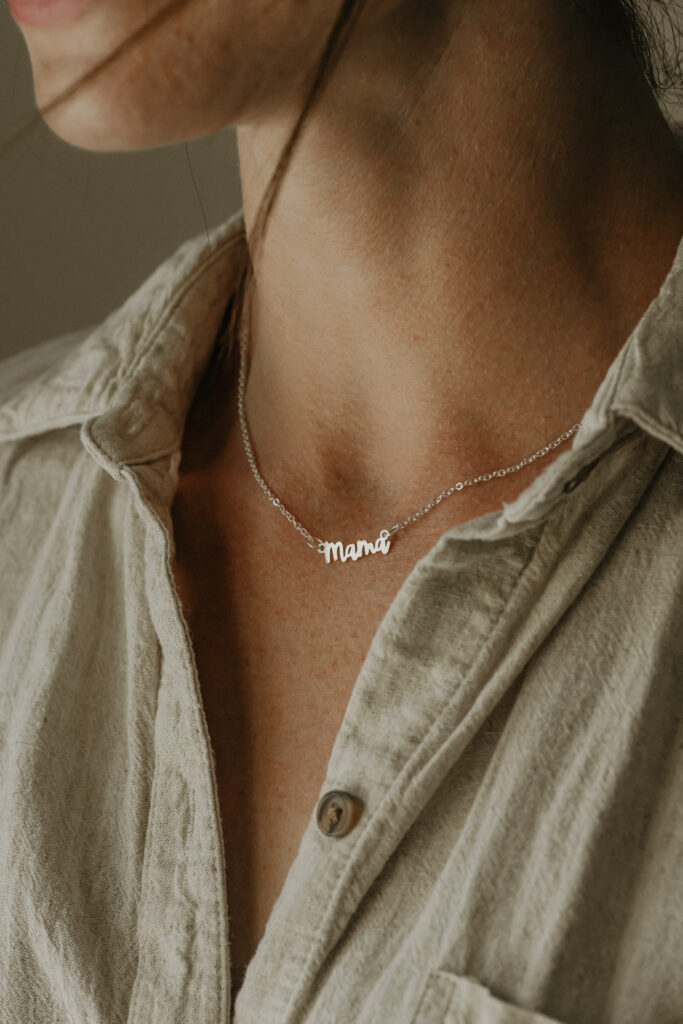 Silver laser cut name necklace