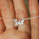 Silver laser cut name necklace