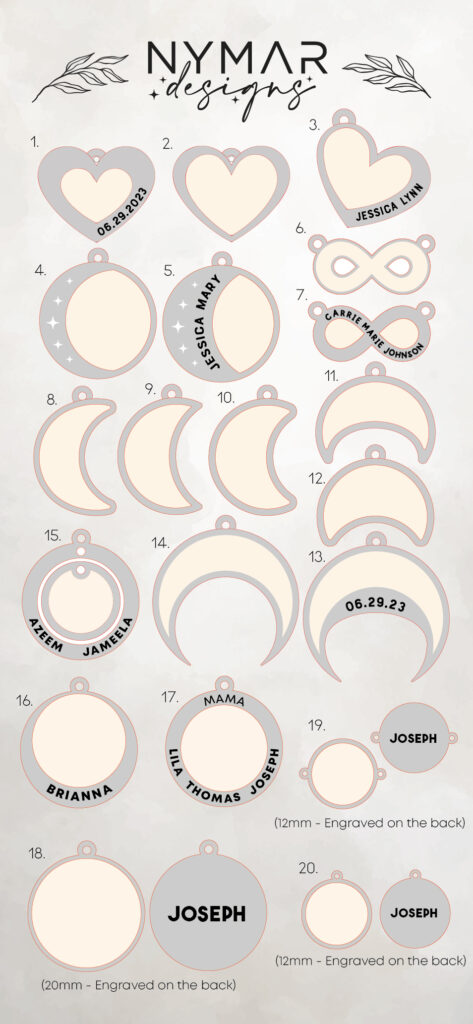 Breastmilk jewelry design template