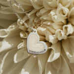 Silver heart shaped breastmilk filled pendant