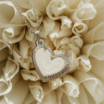 Silver heart shaped breastmilk filled pendant