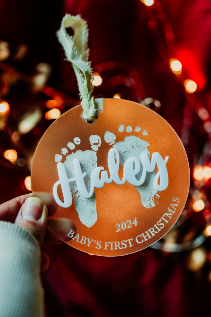 Laser engraved acrylic ornament