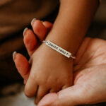 Silver laser engraved baby bracelet