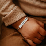 Silver laser engraved baby bracelet