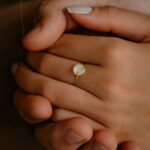 Gold breastmilk filled ring with gold flakes