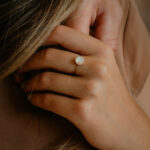 Gold breastmilk filled ring with gold flakes