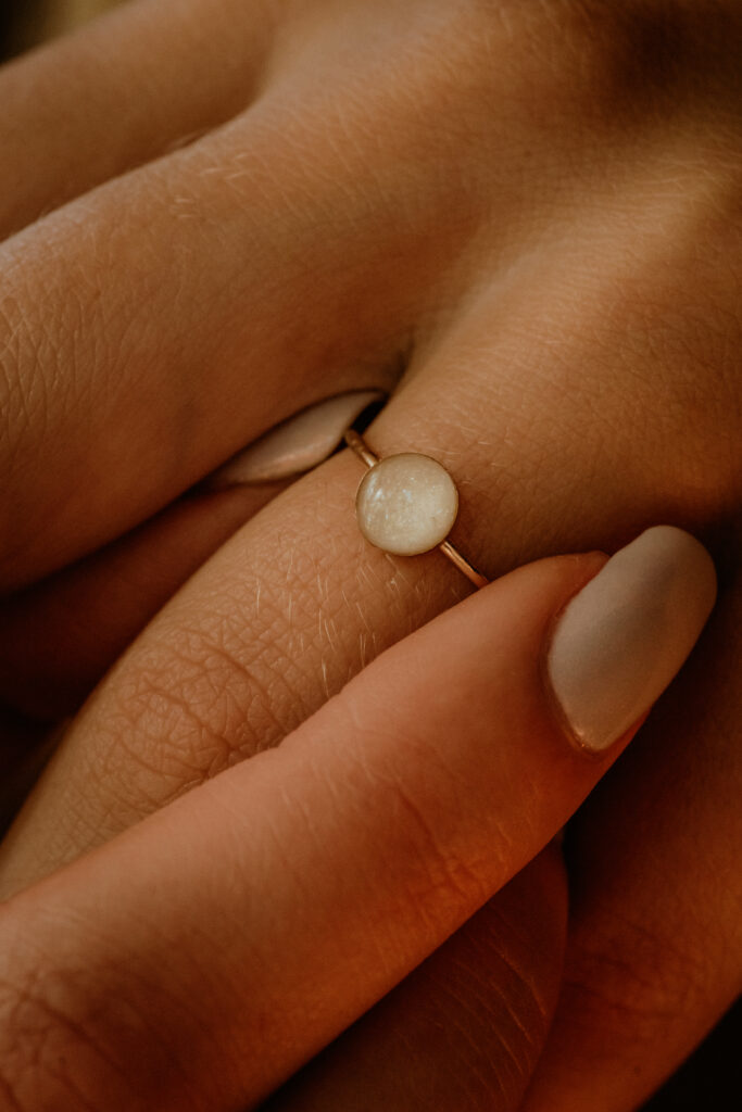 Breastmilk filled gold ring