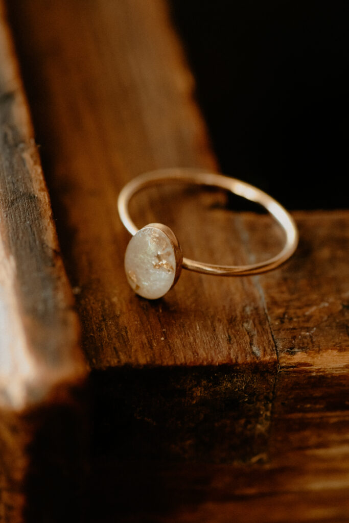 Breastmilk filled gold ring