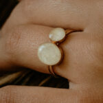 Gold double circle breastmilk filled ring