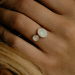 Gold double oval breastmilk filled ring