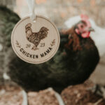 Wooden Christmas ornament with laser engraved chicken