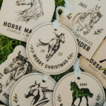 Wooden Christmas ornaments with laser engraved horses