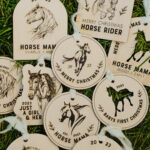 Wooden Christmas ornaments with laser engraved horses