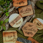 Laser engraved wooden and marble coasters