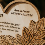 Wooden memorial floral heart plaque