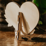 Wooden memorial floral heart plaque