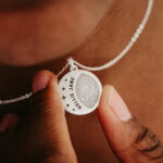 Silver laser engraved breastmilk necklace