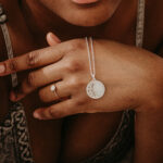 Silver laser engraved breastmilk necklace and breastmilk filled ring