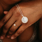 Silver laser engraved breastmilk necklace and breastmilk filled ring