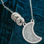 Silver laser engraved breastmilk necklace with engraved rings