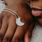 Silver laser engraved breastmilk necklace