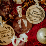 Laser engraved wooden and acrylic ornaments