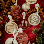 Laser engraved wooden and acrylic ornaments