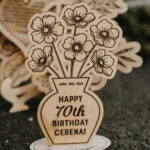 Wooden laser engraved floral bouquet