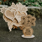 Wooden laser engraved floral bouquet