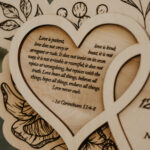 Wooden laser engraved heart shaped memorial