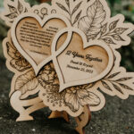 Wooden laser engraved heart shaped memorial