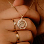 Golden laser engraved fingerprint necklace