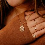 Golden laser engraved fingerprint necklace