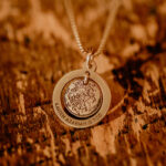 Golden laser engraved fingerprint necklace