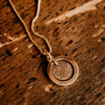 Golden laser engraved fingerprint necklace