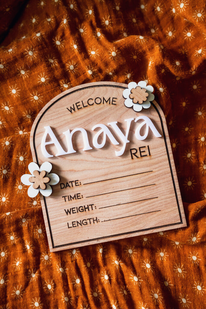 Baby Birth Name & Stat Boho Announcement Sign