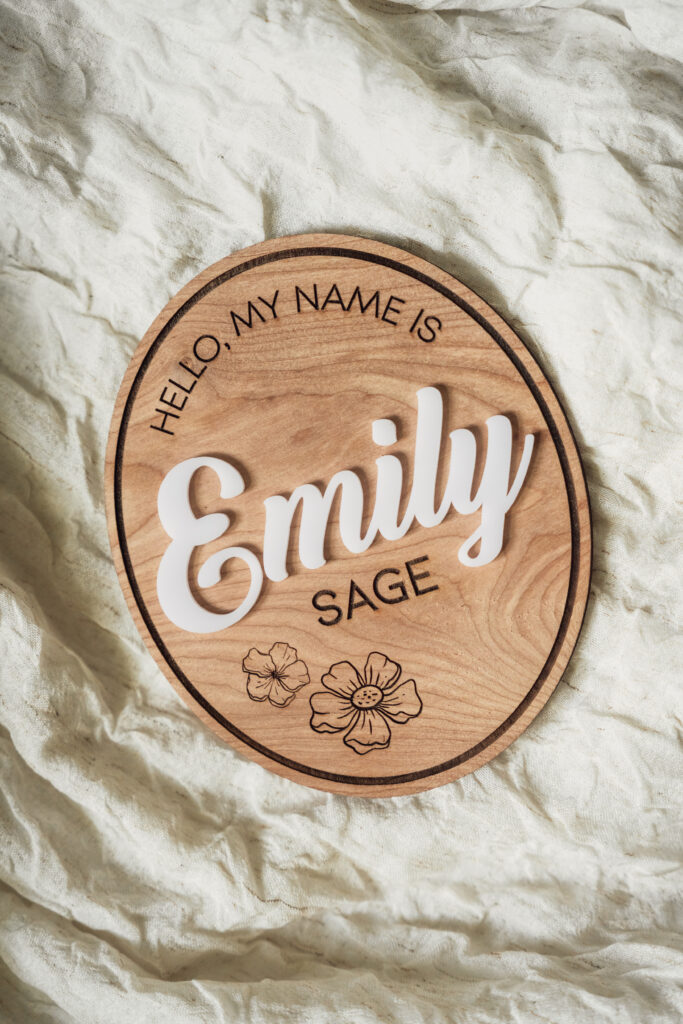 Baby Oval Birth Name Announcement Sign