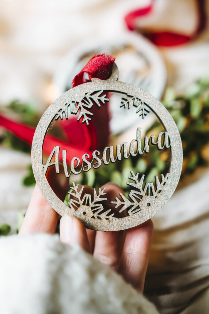 Personalized Snowy Christmas Ornament