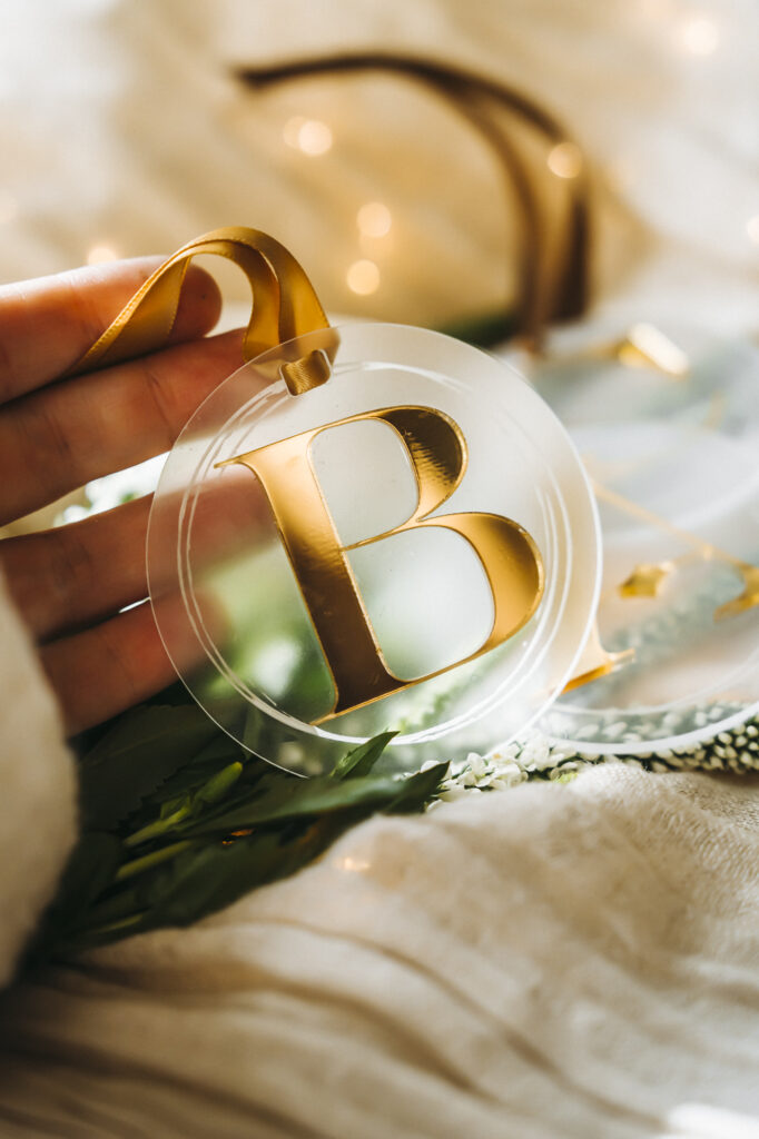 Personalized Gold Letter Christmas Ornament