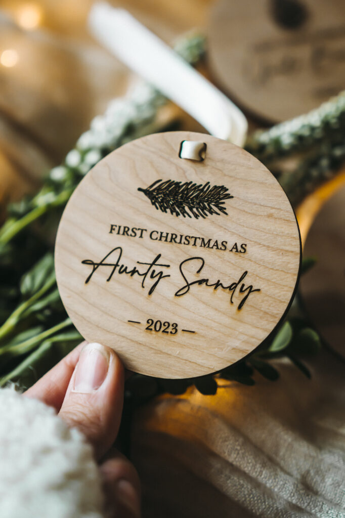 Round Wooden 'First Christmas As' Ornament