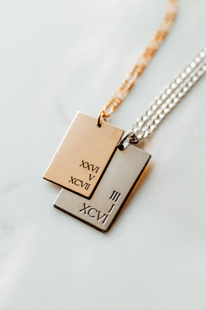 His and Hers Roman Numeral Necklace