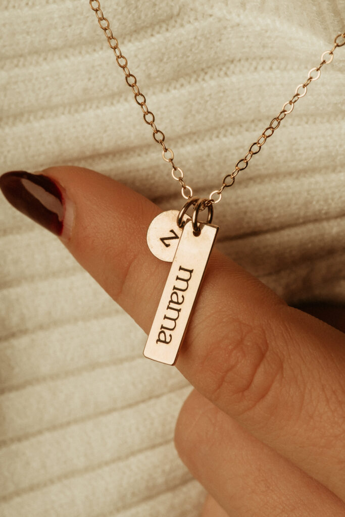 Rectangle Tag and Circle Charm Necklace